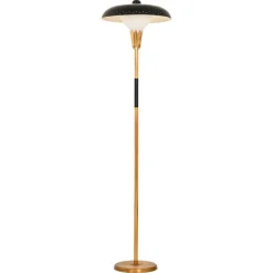 Best Pamono Vintage Floor Lamp in Opaline Glass and Lacquered Metal, 1950s