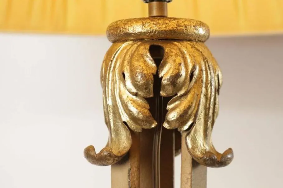 Online Pamono Vintage Floor Lamp in Wrought Iron with Gilded Accents