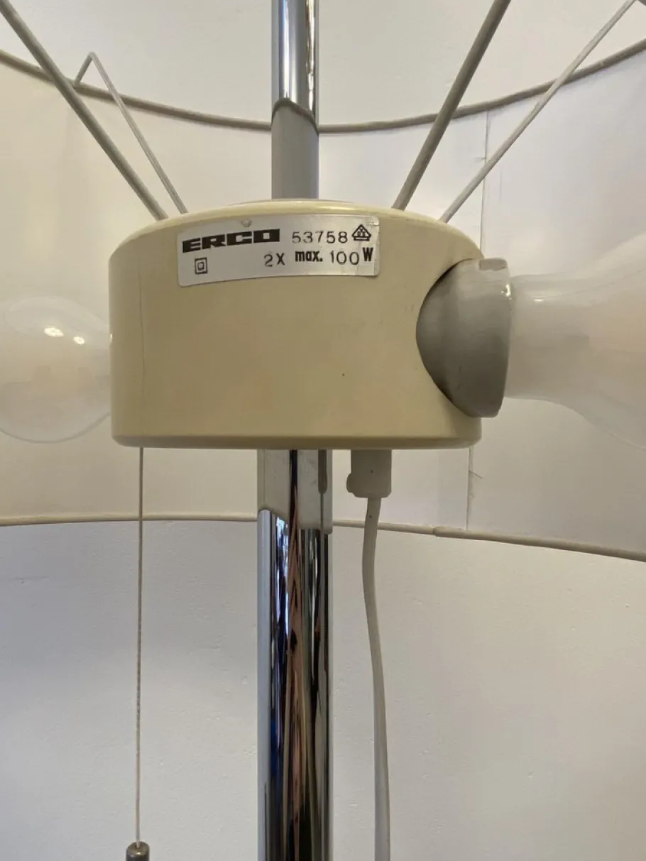 Pamono Vintage Floor Lamp with Fabric Shade from Erco, Germany, 1960s