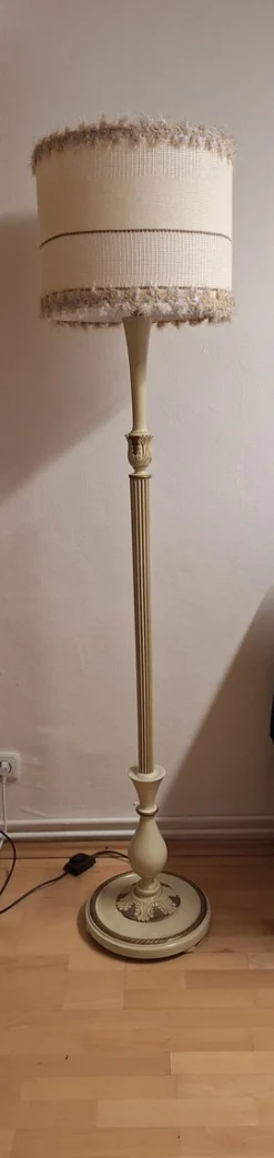 Sale Pamono Vintage Floor Lamp with Handmade Fabric Shade from Lamplove, 1960s