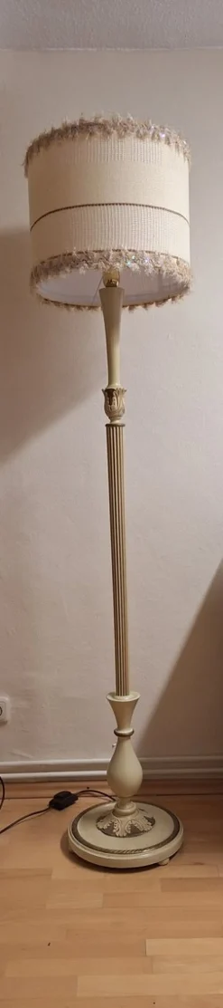 Sale Pamono Vintage Floor Lamp with Handmade Fabric Shade from Lamplove, 1960s