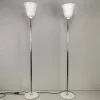 Pamono Vintage Floor Lamps with Marble Base, Chromed Plated Stem and White Glass Diffuser in the Style of Venini, 1970s, Set of 2
