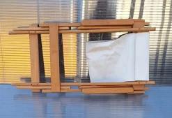 Best Pamono Vintage Foldable Deckchair in Light Mango Wood with Linen Cover from Camel, 1980s