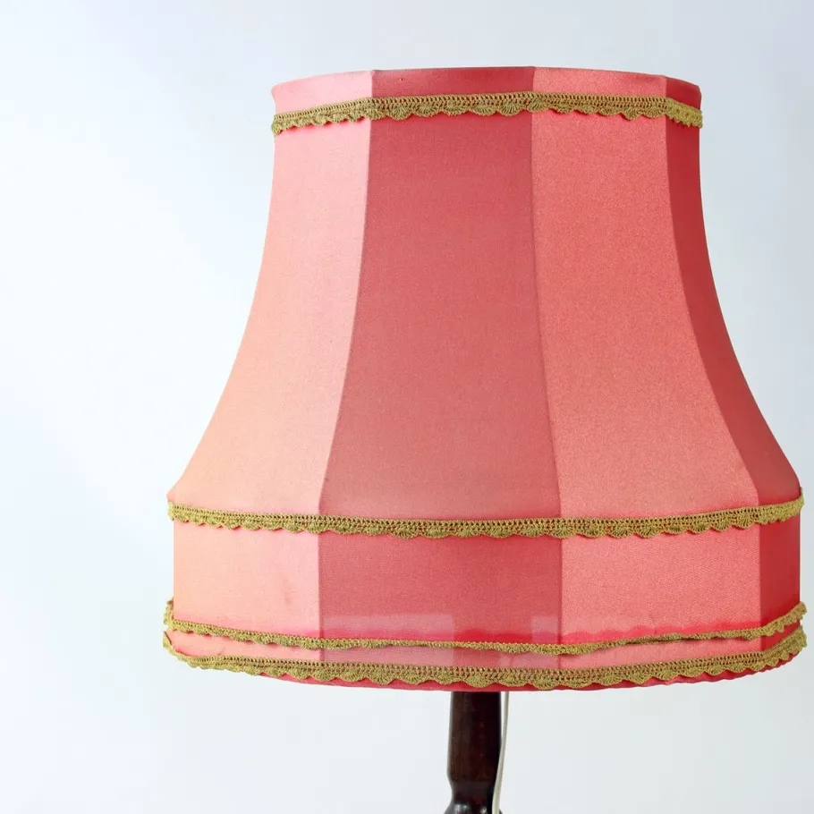 New Pamono Vintage Freestanding Floor Lamp with Original Pink Fabric Shade, Czechoslovakia, 1960s