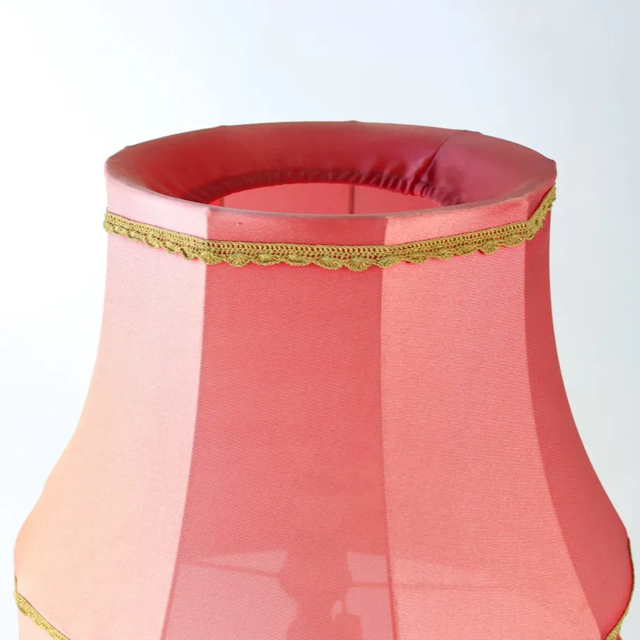 New Pamono Vintage Freestanding Floor Lamp with Original Pink Fabric Shade, Czechoslovakia, 1960s