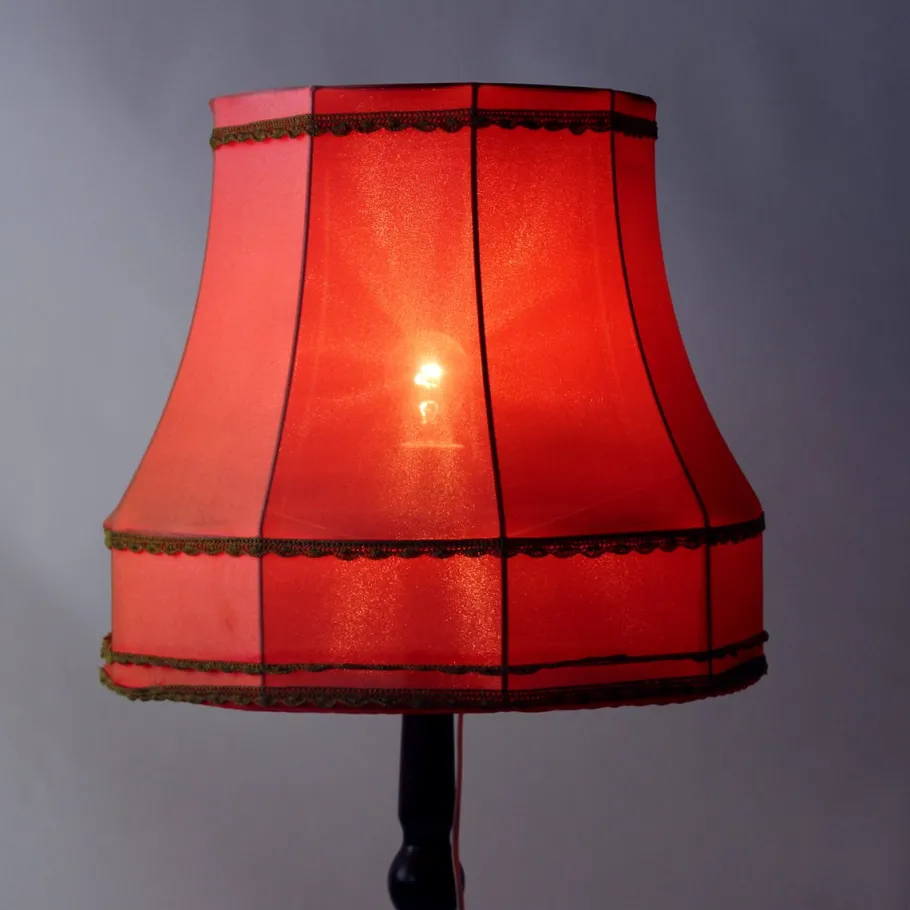 New Pamono Vintage Freestanding Floor Lamp with Original Pink Fabric Shade, Czechoslovakia, 1960s