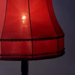 New Pamono Vintage Freestanding Floor Lamp with Original Pink Fabric Shade, Czechoslovakia, 1960s