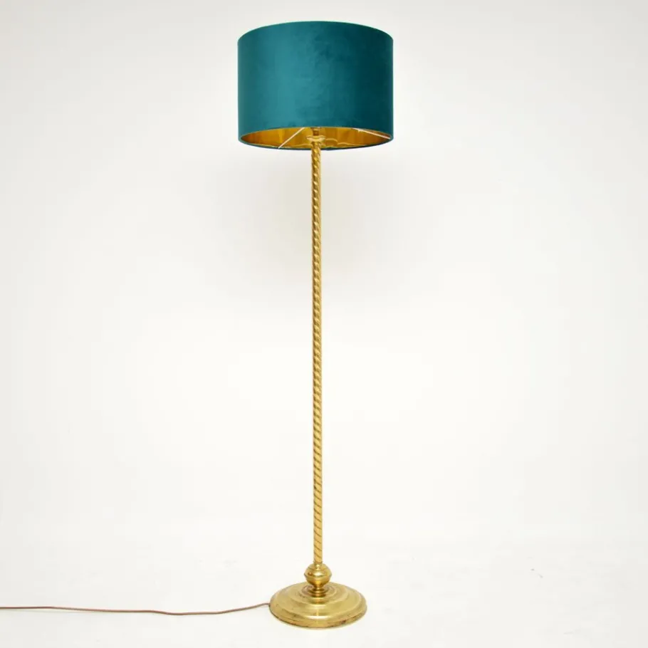 New Pamono Vintage French Brass Rope Twist Floor Lamp, 1960s