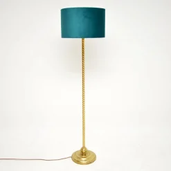 New Pamono Vintage French Brass Rope Twist Floor Lamp, 1960s