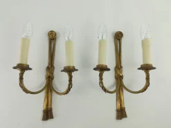 Sale Pamono Vintage French Brass Wall Light with Candles, Set of 2