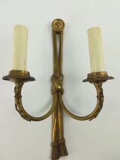 Sale Pamono Vintage French Brass Wall Light with Candles, Set of 2