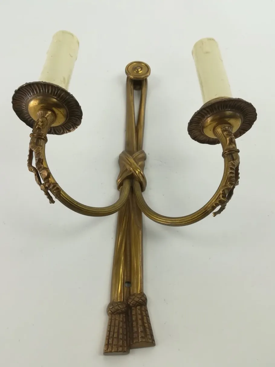 Sale Pamono Vintage French Brass Wall Light with Candles, Set of 2