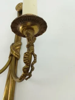 Sale Pamono Vintage French Brass Wall Light with Candles, Set of 2