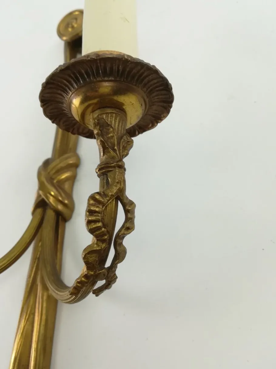 Sale Pamono Vintage French Brass Wall Light with Candles, Set of 2