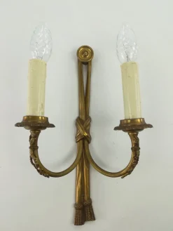 Sale Pamono Vintage French Brass Wall Light with Candles, Set of 2