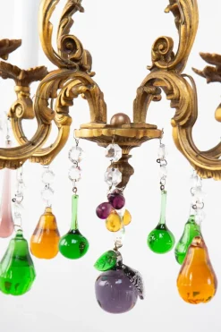 Sale Pamono Vintage French Bronze Chandelier with Fruits and Crystals, 1940s