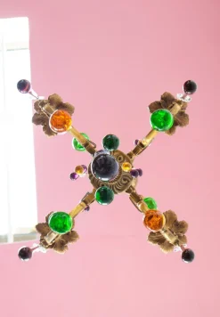 Sale Pamono Vintage French Bronze Chandelier with Fruits and Crystals, 1940s