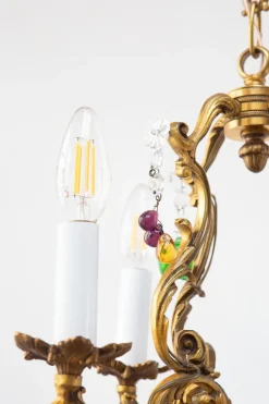 Sale Pamono Vintage French Bronze Chandelier with Fruits and Crystals, 1940s