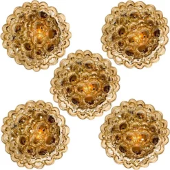 Sale Pamono Vintage German Amber Glass Wall Sconces by Helena Tynell for Limburg, 1960s