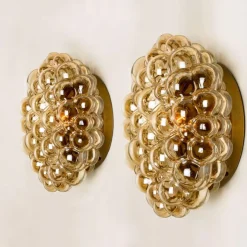 Sale Pamono Vintage German Amber Glass Wall Sconces by Helena Tynell for Limburg, 1960s