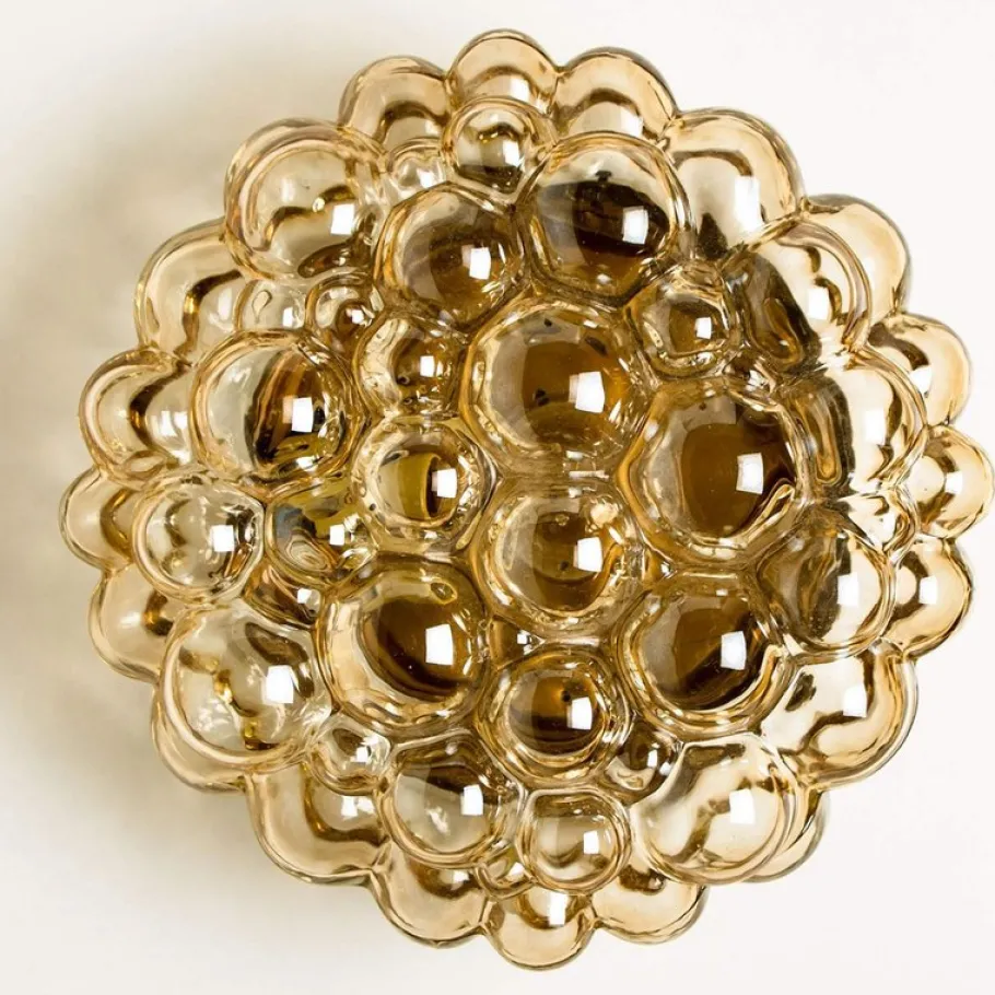 Sale Pamono Vintage German Amber Glass Wall Sconces by Helena Tynell for Limburg, 1960s