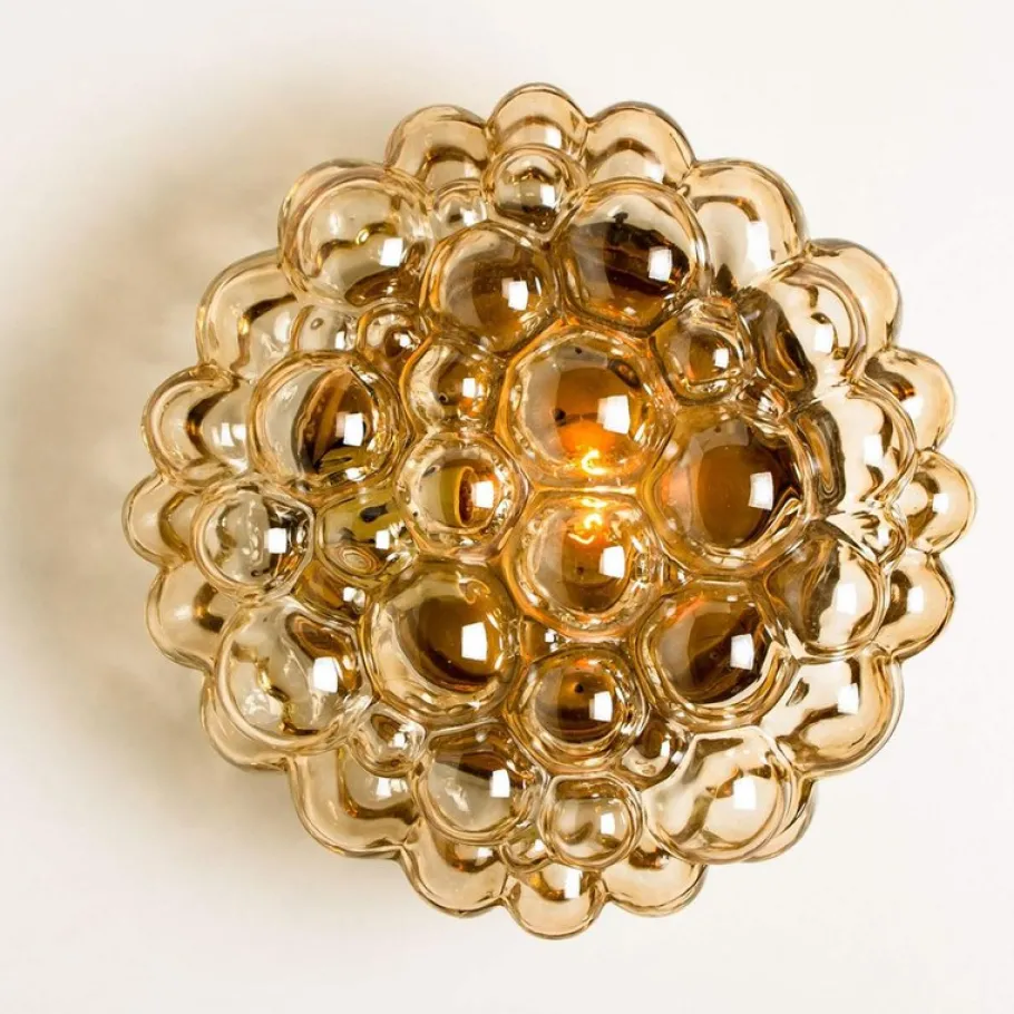 Sale Pamono Vintage German Amber Glass Wall Sconces by Helena Tynell for Limburg, 1960s