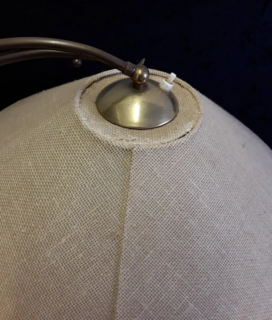 Best Pamono Vintage German Brass Floor Lamp with Linen Shade, 1960s