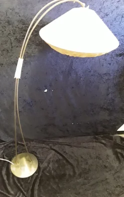 Best Pamono Vintage German Brass Floor Lamp with Linen Shade, 1960s