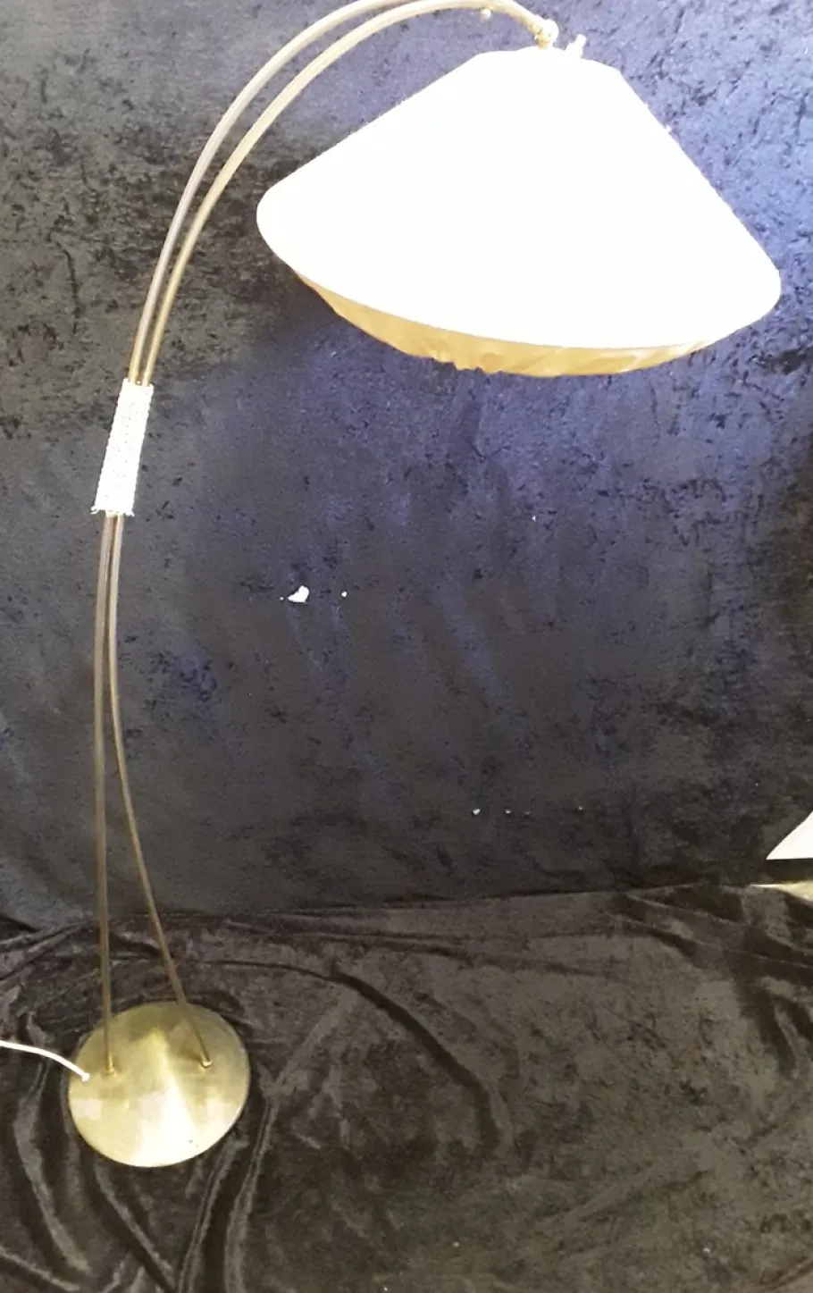 Best Pamono Vintage German Brass Floor Lamp with Linen Shade, 1960s