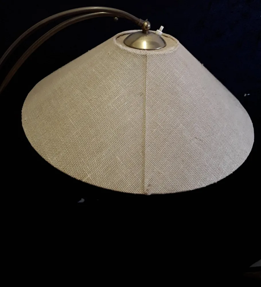 Best Pamono Vintage German Brass Floor Lamp with Linen Shade, 1960s
