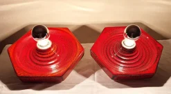 Sale Pamono Vintage German Flat Wall Lamps in Red Glazed Ceramic by Hustadt-Leuchten, 1970s, Set of 2