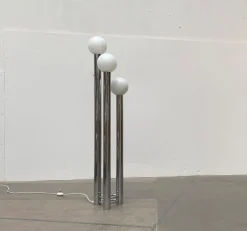 Outlet Pamono Vintage German Space Age Glass & Metal Floor Lamp, 1970s