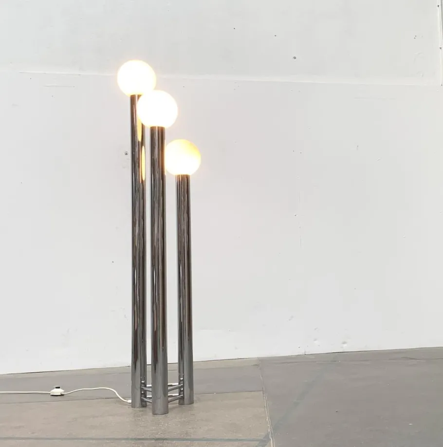 Outlet Pamono Vintage German Space Age Glass & Metal Floor Lamp, 1970s