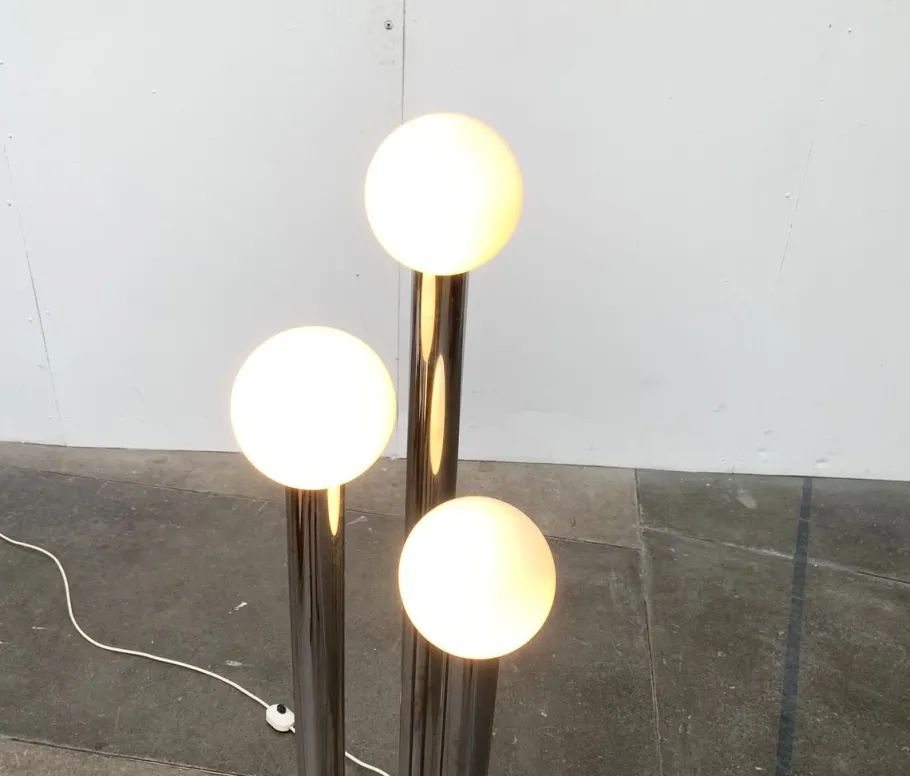 Outlet Pamono Vintage German Space Age Glass & Metal Floor Lamp, 1970s