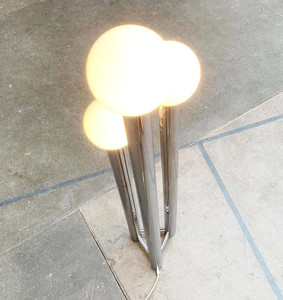 Outlet Pamono Vintage German Space Age Glass & Metal Floor Lamp, 1970s