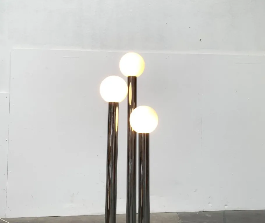 Outlet Pamono Vintage German Space Age Glass & Metal Floor Lamp, 1970s