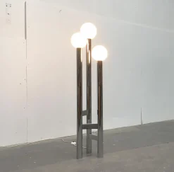 Clearance Pamono Vintage German Space Age Glass & Metal Floor Lamp, 1970s