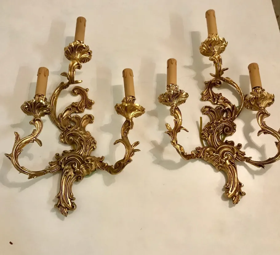 Sale Pamono Vintage Gilt Bronze Sconces, Set of 2