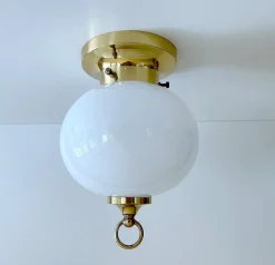 Best Pamono Vintage Glass and Brass Ceiling Light from Limburg