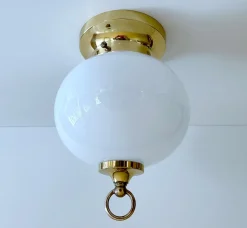 Best Pamono Vintage Glass and Brass Ceiling Light from Limburg