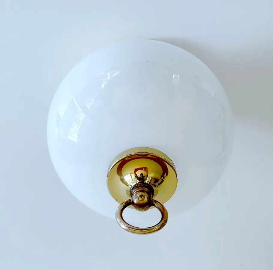 Best Pamono Vintage Glass and Brass Ceiling Light from Limburg