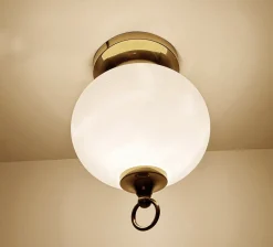 Best Pamono Vintage Glass and Brass Ceiling Light from Limburg