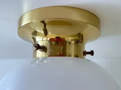 Best Pamono Vintage Glass and Brass Ceiling Light from Limburg