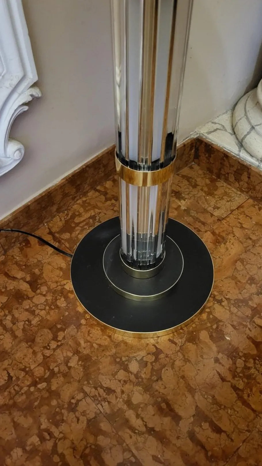 Online Pamono Vintage Glass and Brass Floor Lamp