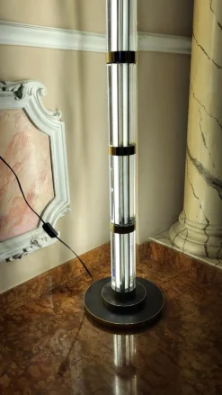 Online Pamono Vintage Glass and Brass Floor Lamp