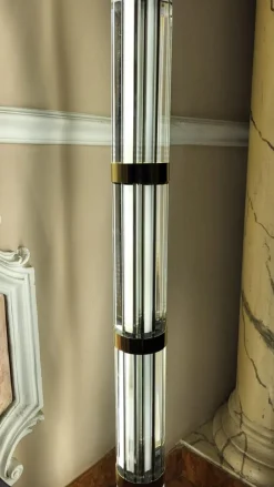 Online Pamono Vintage Glass and Brass Floor Lamp