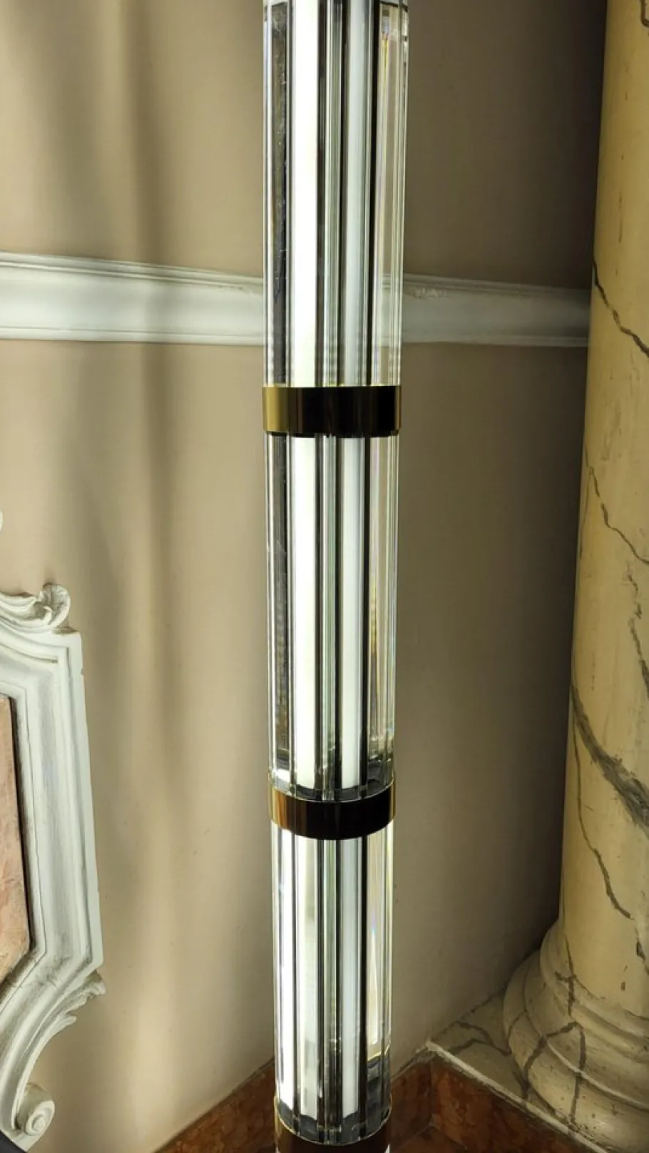 Online Pamono Vintage Glass and Brass Floor Lamp