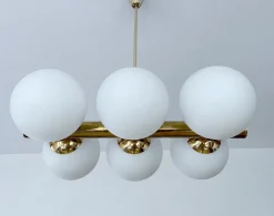 Best Pamono Vintage Glass Globe Pendant Light in the style of Stilnovo, 1950s