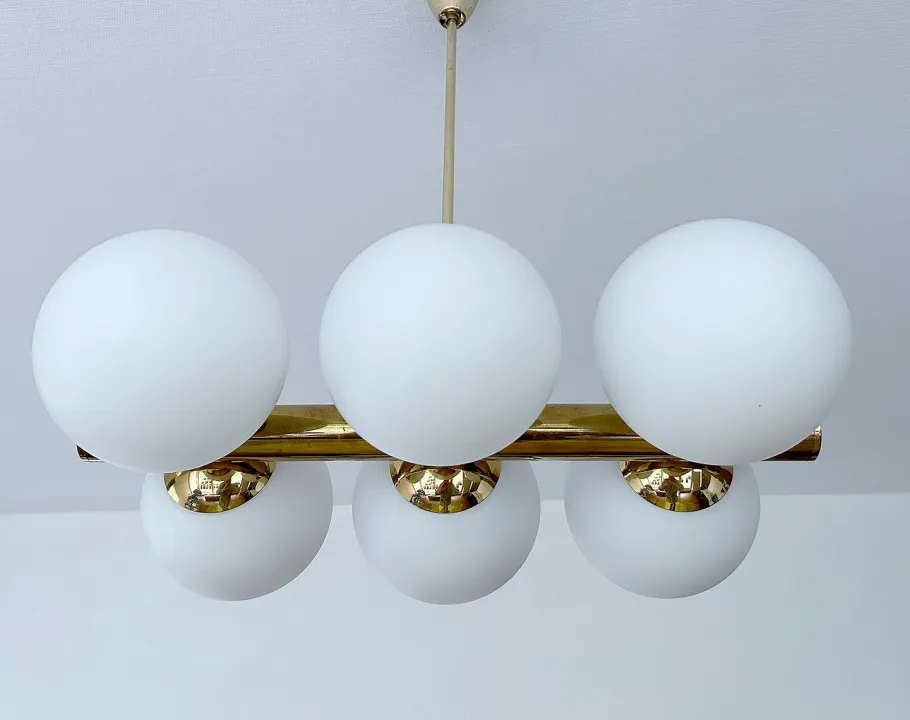 Best Pamono Vintage Glass Globe Pendant Light in the style of Stilnovo, 1950s