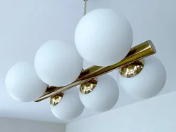 Best Pamono Vintage Glass Globe Pendant Light in the style of Stilnovo, 1950s